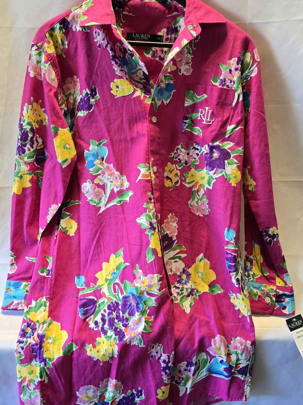Lauren Ralph Lauren Pink Cotton Voile Tropical Floral Tunic